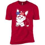 Corgi America Flag Sunglasses Premium T-Shirts