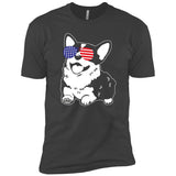 Corgi America Flag Sunglasses Premium T-Shirts