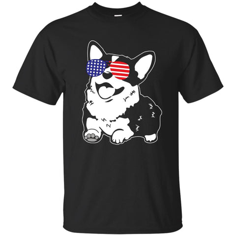 Corgi America Flag Sunglasses T-Shirts